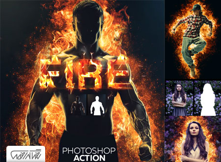 اکشن فتوشاپ افکت آتش گرافیک ریور - GraphicRiver Fire Effect Photoshop Action